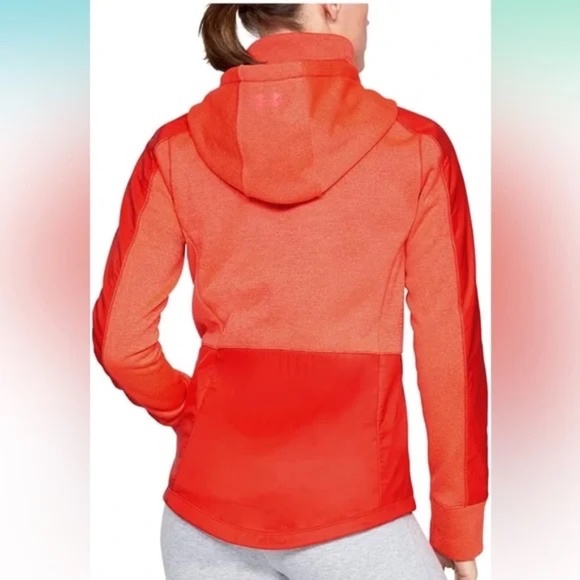 Under Armour Cold Gear Swacket Hooded Jacket Size L Coral Red Orange - Picture 3 of 9